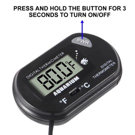 ALAMSCN 1PCS Aquarium Thermometer LCD Display Fish Tank Thermometer with Probe and Suction Cup for Fish Tank Reptile Terrarium