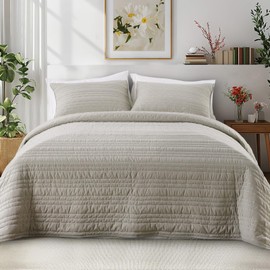 KASENTEX Luxurious Velvet Quilt Set 3 Pieces Queen Size - Ultra-Soft Bedspread Coverlet with 2 Pillow Shams, Lightweight Bed Blanket, Elegant Stitch Design, Machine Wash, All Season Bedding, Brown