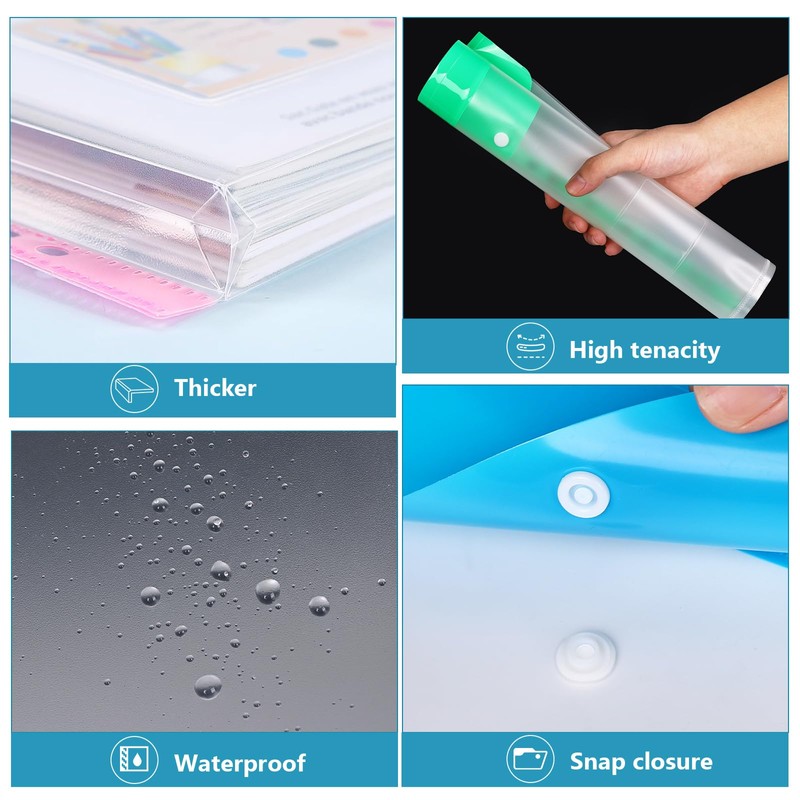 Lychico Plastic Wallets A4 Punched Pockets (12 Pack), 11 Holes