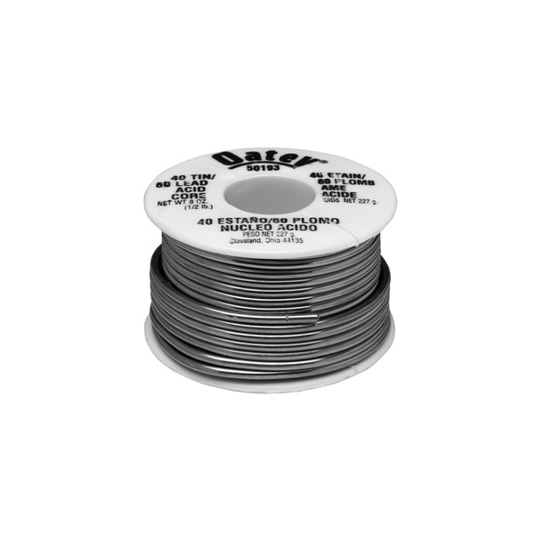 Oatey 50193 Acid Core Wire Solder, 0.5 Lb Carded, Solid, Gray, 1/2 lb, Silver