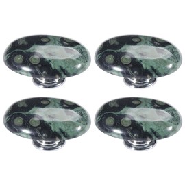 tooloflife 4 Pieces Natural Crystal Stone Door Knobs Vintage Decorative Crystal Pull Handles for Cabinet Wardrobe Dresser (Black-Green)