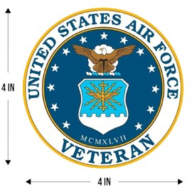 eDesign 2-Pack United States Air Force Veteran Vinyl Sticker Decal - 4 Inches - Us Air Force Stickers and Decals for Car Truck Van Window Bumper Laptop Tablet Cup Tumbler and Any Smooth Surface