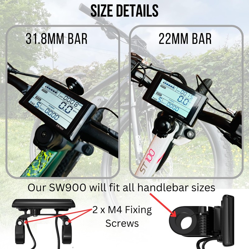 SW900 EBike Display 24V 36V 48V 60V 72V Electric Bicycle