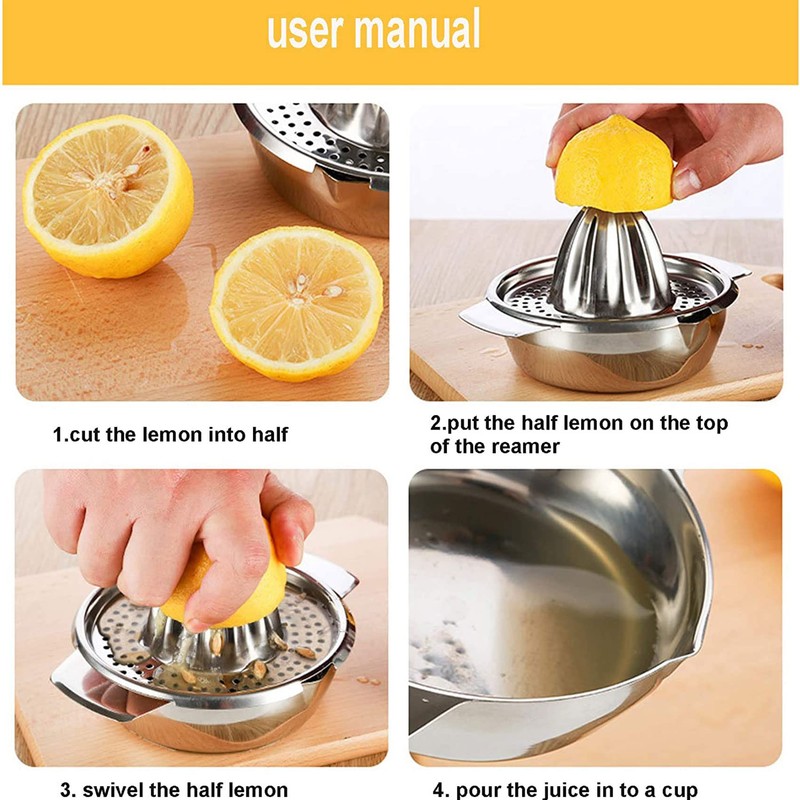 Orange Stainless Steel Manual Citrus Juicer