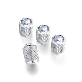 STEEL HAWK Bling Crystal Rhinestone Stainless Steel Tire Air Valve Stem Caps for Auto, Cars, Trucks and Vehicles-Silver