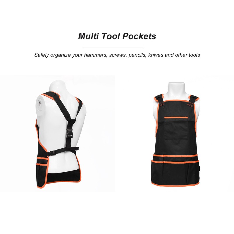 Work Apron Oxford Canvas Heavy Duty Waterproof Adjustable Multi Pockets