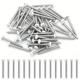 Semrien 60 Pcs White Screws, #8 x 1-1/2" White Self Tapping Screws Wood Screws, Stainless Steel Pan Head Screw Phillips Sheet Cabinet Screws for Wood, Wall Plates, Book Shelf (#8 x 1-1/2")