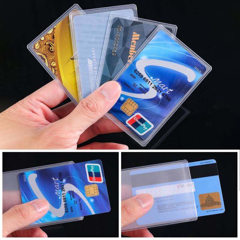 100 Pieces Plastic ID Credit Card Holder Vertical Business Card