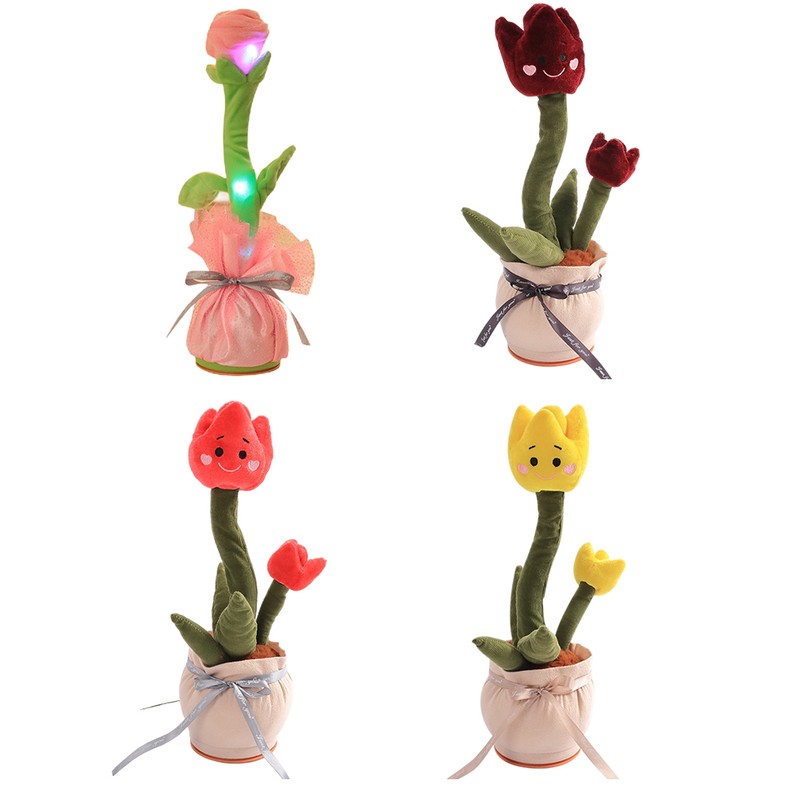 Electronic Dancing Singing Plush Toy Talking Repeating Multifunction Tulip Flower