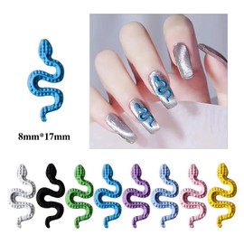 WOKOTO 40pcs Colorful Snake Nail Charms For Nails Women Nail Art Snake Charms For Acrylic Nails Macaron Candy Color Small 3D Snakes For Nails Art Jewels Nail Jewelry For Nails Designs Charms Studs