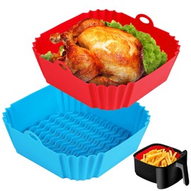 Boribim 2 PCS Reusable Silicone Air Fryer Liners - 8 Inch