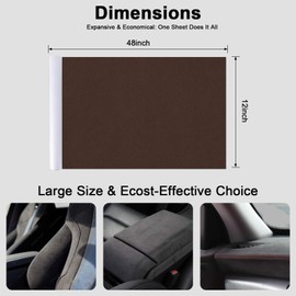 RadiantDecor Premium Coffee Suede Fabric Wrap - 12x48 inch Suede Wrap for Car Interior - Self-Adhesive Microfiber and Synthetic Leather, Stretchable Interior Film for Car and Home Decor