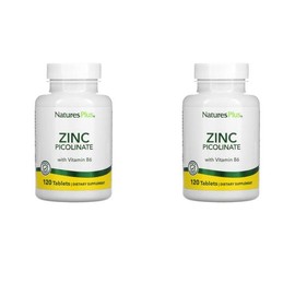 [해외직구]네이처스플러스 징크 아연 피콜리네이트 비타민 B6 120정 2팩 NaturesPlus Zinc Picolinate with Vitamin B6 120 Tablets [Nature's Plus] Zinc Picolinate with Vitamin B6 120 Tablets 2 Packs