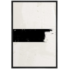 SIGNWIN Framed Canvas Print Wall Art Geometric Black Stripe Tan Color Field Abstract Shapes Illustrations Minimalism Contemporary Nordic Decorative for Living Room, Bedroom, Office - 24"x36" Black