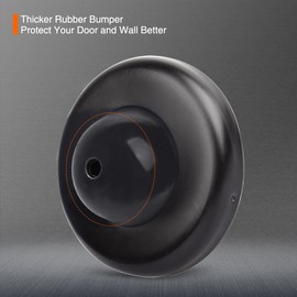 KOVOSCH Convex Wall Door Bumper Stop Black – 2-1/2” Outside Diameter Stainless Steel Cover with Bigger 1-1/4” Black Rubber Bumper – Easy to Install with Screw