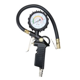 DFsucces Air Chuck Gun, Tire Air Gauge, Gun Type, Grip, Hose, Automotive, Motorcycle, Air Pressure Checker for Measuring, Filling, Decompression, Black