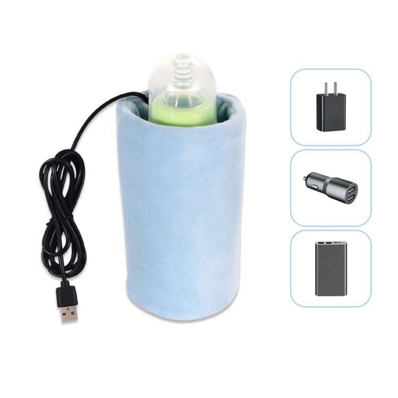 Baby Bottle Warmer Blue Cotton USB Heat Preservation Baby Feeding