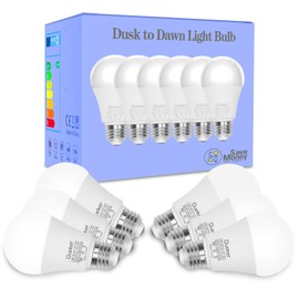 Queker 6 Pack Dusk to Dawn Light Bulbs Outdoor 6000K Cool White Sensor Bulbs, 12W (100 Watt Equivalent) Auto On Off Photocell Sensor, E26 A19 1000LM LED Bulbs for Porch Garage Lighting