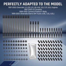 SPELAB 12-Point Cylinder Gasket Head Stud Bolts Nuts Kit Compatible with Chevy 1997-2003 LS1 LQ9 LS6 4.8L 5.3L 5.7L 6.0L Engines, Cylinder Head Stud Assembly Kit & Assembly Lubricant