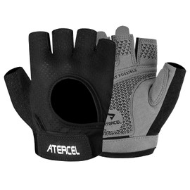 ATERCEL, Muscle Training Gloves, Men's, Women's, Muscle Training, Gym Gloves, Sports Gloves, Anti-Slip, Breathable, Ergonomic Design, Fit, Lightweight, Black + Gray, S