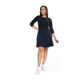 School Girls Ladies Women All Round Pleated Zip Drop Waist Skirt Available Women UK Size 10 to 20 (Size-18, Navy)