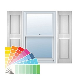 Ekena Millwork Lifetime Vinyl LP2S14X08000PG Standard Two Equal Panel Vinyls, Raised Panel Vinyl Shutters, w/Installation Shutter-Lok's & Matching Screws (Per Pair), 14 3/4"W x 80"H, Paintable