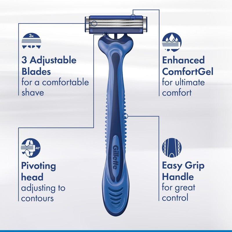 Gillette Sensor3 Comfort Disposable Razors for Men, 8 Count, Lubrastrip