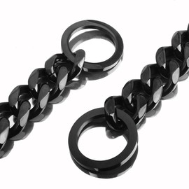 Aiyidi Black Dog Chain Collars Strong Stainless Steel Metal Slip Collar 11mm/15mm/19mm Wide Chew Proof Training Walking Collar for Large, Medium Small Dogs (19MM, 14inches)