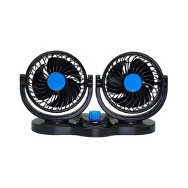 HCUSR Vehicle Fan,12V 4 Inch Dual Head 360° Rotatable car fans with 2 Speeds,Quiet Electric Fan for Trucks, Boats, SUVs, Motorhomes - Summer Cooling for Vehicles