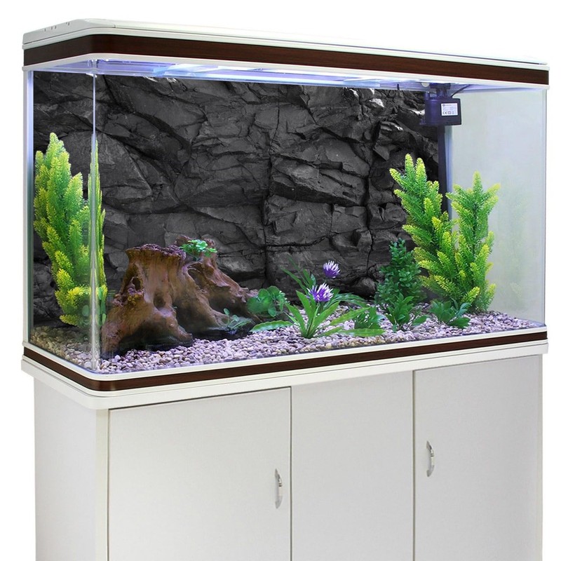 AWERT 72x24 inches Stone Aquarium Background Black Rock Fish Tank