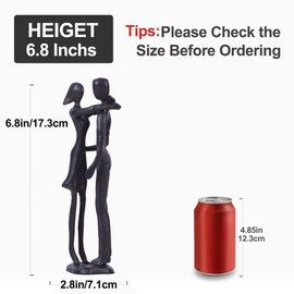 QIANLING 6.8 Inch Iron Sculpture - Black Metal Couple Hug, Wedding Anniversary Gifts for Couples, 6th Iron Anniversary Gift for Him/Her, Modern Statue Valentine's Day Gift for Home Decor