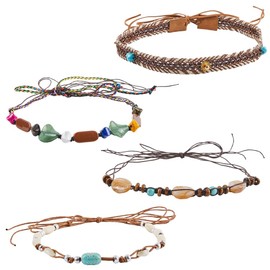 GORGECRAFT 4 Styles Western Cowboy Hat Band Ethnic Adjustable Western Hat Belts Turquoise Beads Stone Replacement Gem Hat Belt for Women Men Cowgirl Panama Rancher Fedora Hats