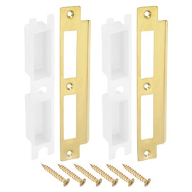 sourcing map 2 Sets Door Strike Plate, 40mm x 180mm 201 Stainless Steel Latch Deadbolt Replacement Lock Strike Plate for Door Frame Door Jamb Reinforcement, Gold
