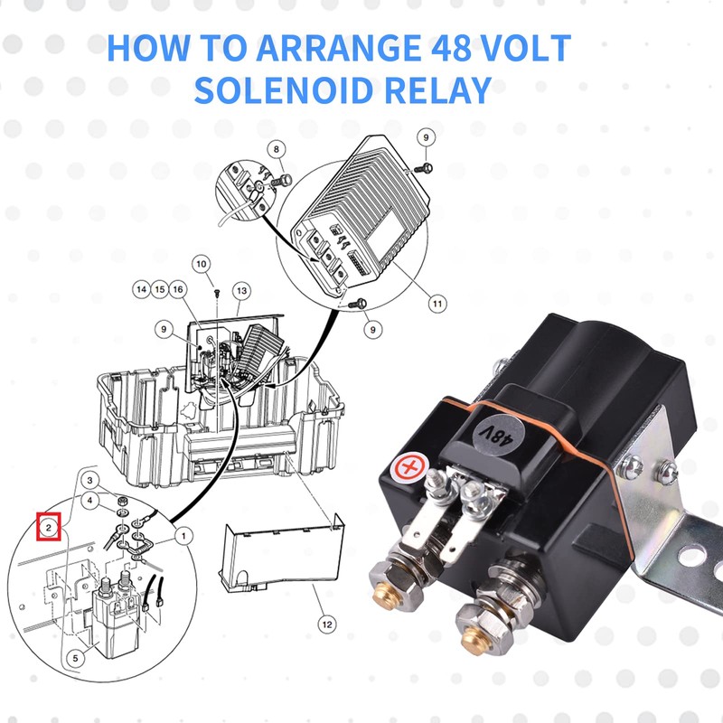 MaySpare 48V Golf cart Solenoid,4 Terminal Solenoid Coil, Albright Solenoid