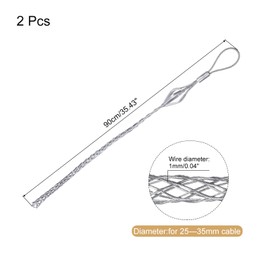 sourcing map Cable Pulling Grip for 25-35mm Cable 90cm Wire Mesh Puller Socks Grip Single Head Galvanizing Steel Wire Grips Net Cover Smooth,2 Pcs(Silver)