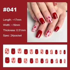 【NEW ARRIVALS!】 Press on Nails French Tip Bling Coffin Short Almond Fake Nails with Designs Glue on Nails Long Glossy Gradient Medium False Nails Reusable Full Cover Thick Nail Acrylic Stick on Nails for Women Girls 24 Pcs:_041
