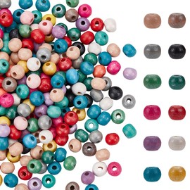 PH PandaHall Mixed Wood Beads Colorful Round Beads Jewelry Necklace DIY Parts Dyed Mixed Colors 5-6x6-7mm