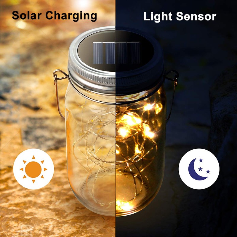 Urvoix Solar Mason Jar Lights - 8 Pack 30 LED