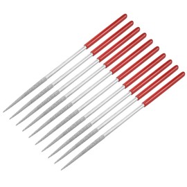 Utoolmart Diamond Needle File, 10-Pieces Mini Diamond Needle File Set, 5mm x 180mm Round Files Tools, 150 Grits Small Tip Files, for Metal Glass Stone with Fine Sanding