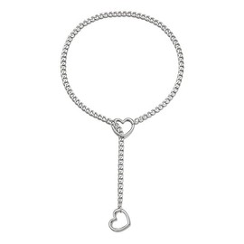 Heart O-ring Slip Chain Necklace,Stainless Steel Adjustable Cuban Chain Necklace Punk Rock Collar Necklace Gifts for Women Ladies