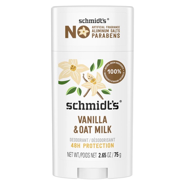 Schmidt's Oat Milk & Vanilla 48h Aluminum-Free Deodorant with 100% Natural Origin Ingredients 75 g