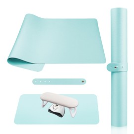 Subay Nail Art Table Mat, Foldable Nail Hand Rest Pad for Nail Arm Rest, PU Leather Nail Mat Nail Hand Rest Pillow Manicure Pad Desk Mat for Nail Technician Salon Home - Blue