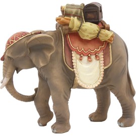 FADEDA Elephant with Luggage/Height: 16 cm/Hand-Painted/Detailed Nativity Scene Figures - Christmas Table Decoration Nativity Accessories