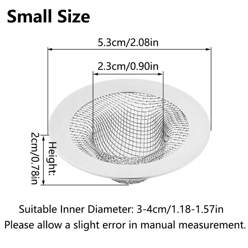 Sink Drain Strainer, 2Pcs Stainless Steel Kitchen Sink Filter Mesh