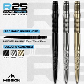 Mission Rapid R2.5 | DSX | Screw in Points | 30mm | Black | Universal point system.