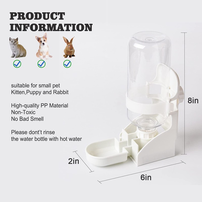 HERCOCCI Rabbit Hay Food Bin Feeder and Bunny Water Bottle