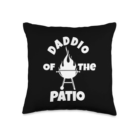 My Design Bug Father's Day Designs Daddio of The Patio Flaming Barbecue Grill Design Throw Pillow, 16x16, Multicolor