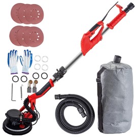 VEVOR Drywall Sander 850W, Electric Drywall Sander Variable Speed 800-1750 RPM, Foldable Sheetrock Sander with Telescope Handle, Electric Sander with LED Strip Light and Vacuum Bag, Wall Sander