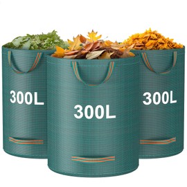 Mokani Reusable Yard Waste Bags, 79 Gallon Lawn and Leaf Bags 3 Packs, Heavy Duty Garden Bags With Reinforced Handles, Camping Yard Recycling Leaf Bag for Leaves