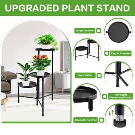 ZOXILEN 3 Tier Metal Corner Plant Stand Indoor Outdoor, Heightened widened 30'' Tall Multiple Flower Pot Display Holder, Iron Plant Rack Organizer for Living Room Garden Patio Balcony Office (black)